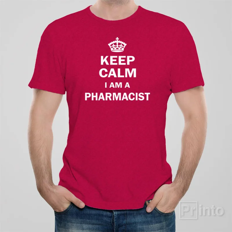 dusk blue t-shirts -Keep calm I am a pharmacist - T-shirt