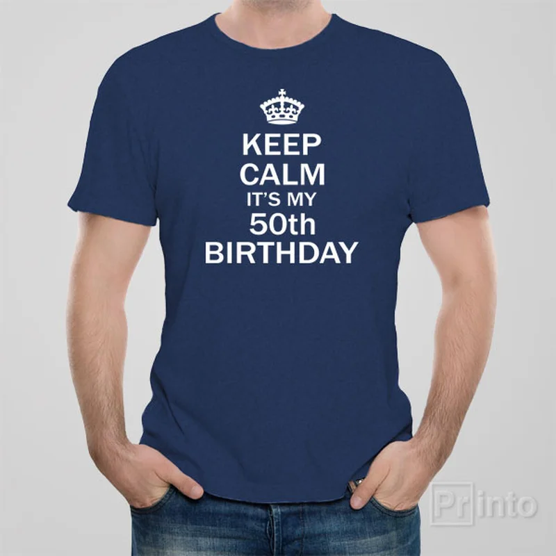 run stripe t-shirts -Keep calm it's my 50th birthday