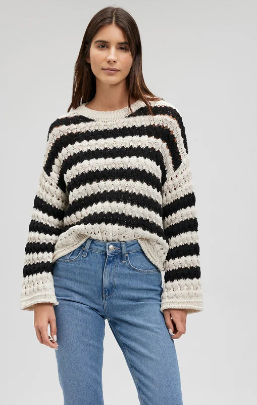 light drape t-shirts -KNIT SWEATER IN BLACK STRIPED