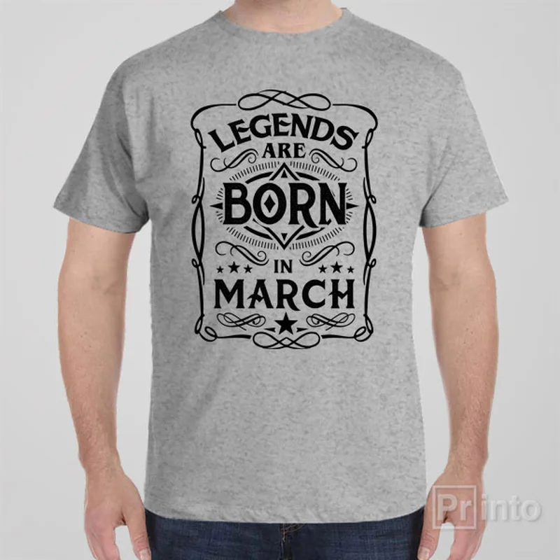 tangerine t-shirts -Legends are born in March - T-shirt