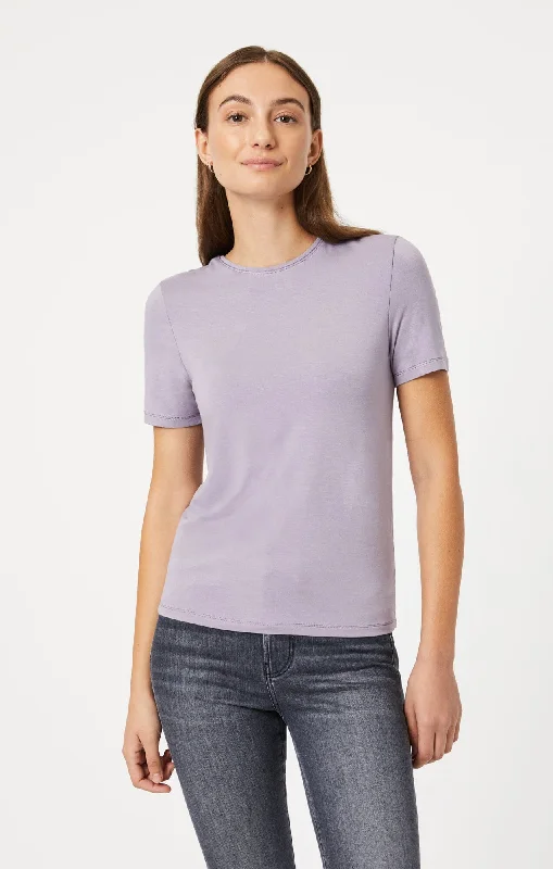 amber graphic t-shirts -LUXE CREW NECK T-SHIRT IN LAVENDER GRAY