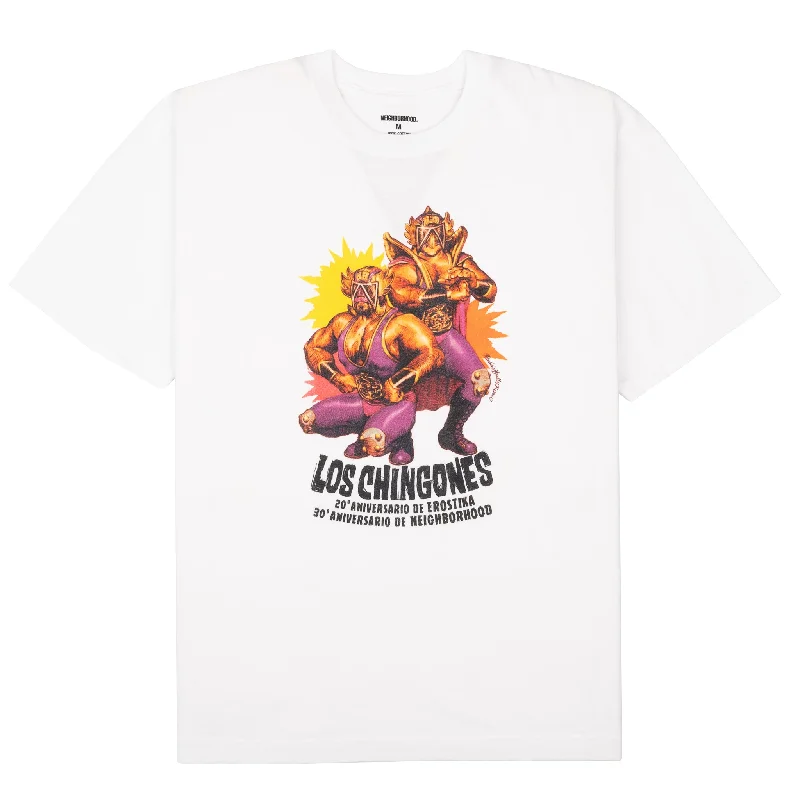 zinc print t-shirts -Neighborhood x Erostika Los Chingones Tee - Wrestlers - White