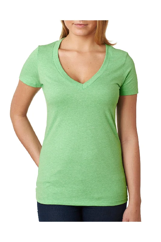 olive camo t-shirts -Next Level Womens CVC Jersey Short Sleeve V-Neck T-Shirt - Apple Green - Closeout