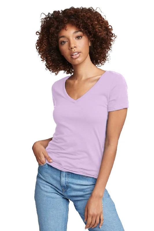 gunmetal print t-shirts -Next Level Womens Ideal Jersey Short Sleeve V-Neck T-Shirt - Lilac Purple