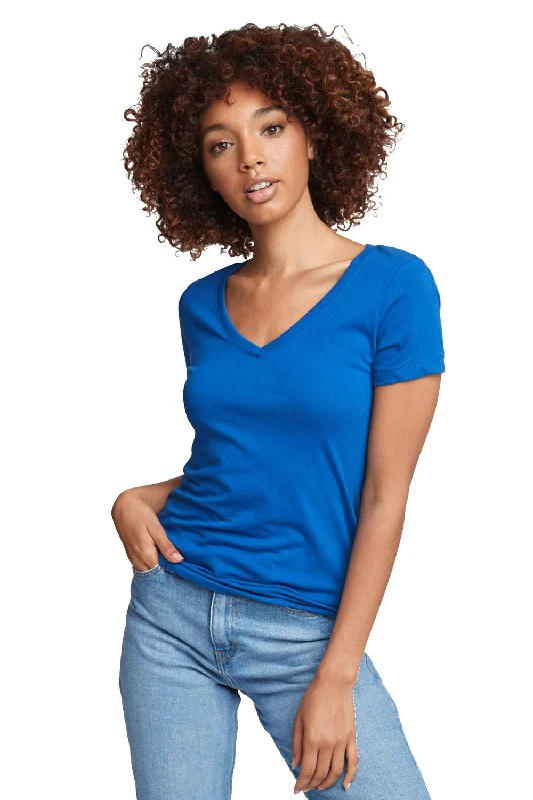 extended sleeve t-shirts -Next Level Womens Ideal Jersey Short Sleeve V-Neck T-Shirt - Royal Blue