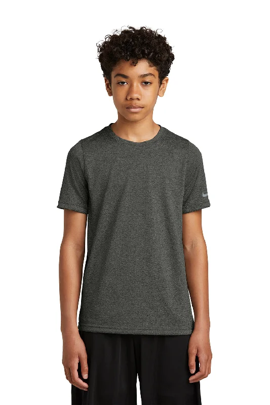 moss knit t-shirts -Nike Youth rLegend Dri-Fit Moisture Wicking Short Sleeve Crewneck T-Shirt - Heather Dark Smoke Grey