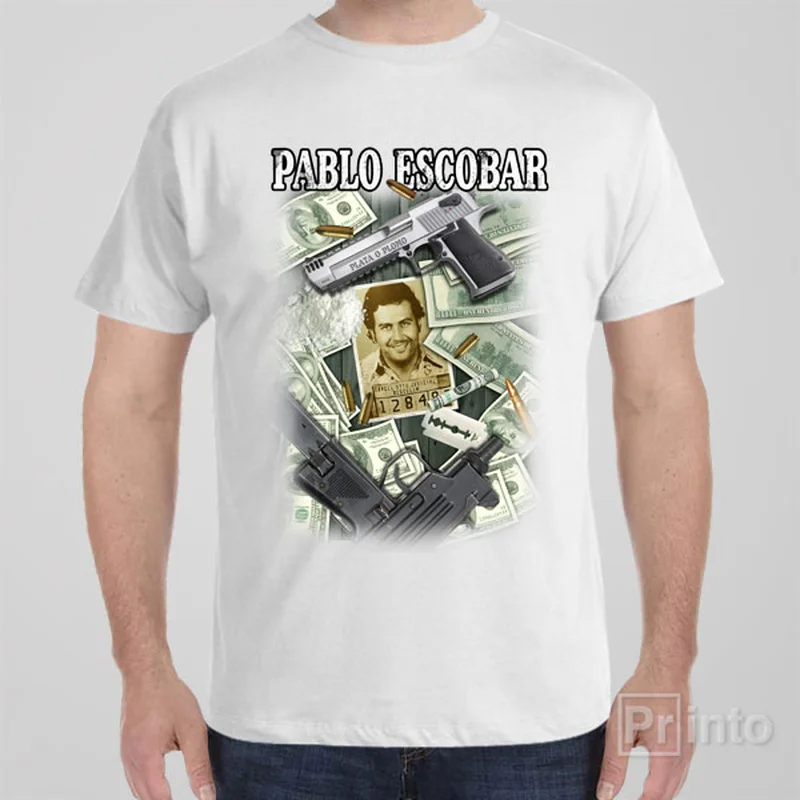 light drape t-shirts -Pablo Escobar collage - T-shirt