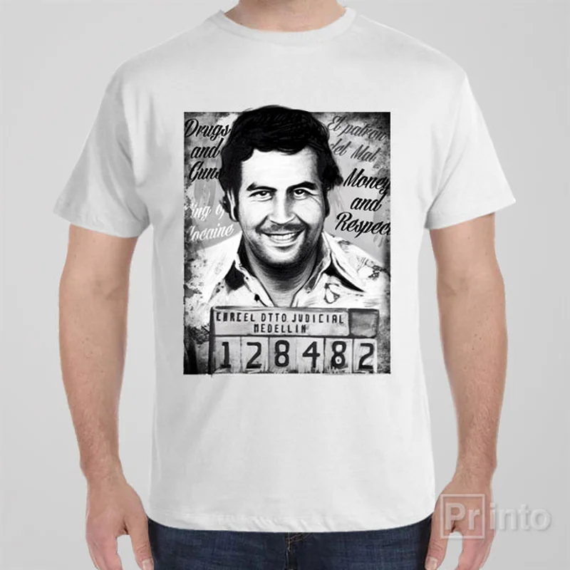 deep teal t-shirts -Pablo Escobar mugshot - T-shirt