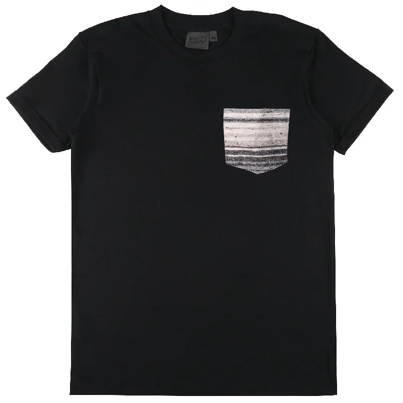 sand bold t-shirts -Pocket Tee - Black + Heavyweight Stripe Grey