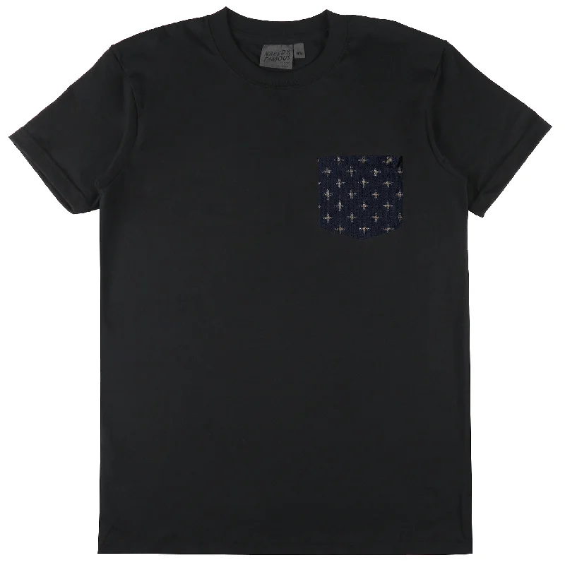 cocoa retro t-shirts -Pocket Tee - Black - Kimono Plus