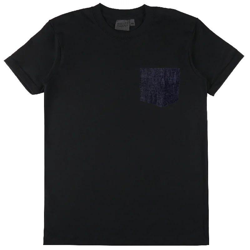 mango soft t-shirts -Pocket Tee - Black + Slub Nep Rinsed Denim