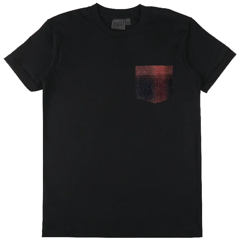 edge soft t-shirts -Pocket Tee - Black + Tweedy Cotton Vintage Brushed - Red