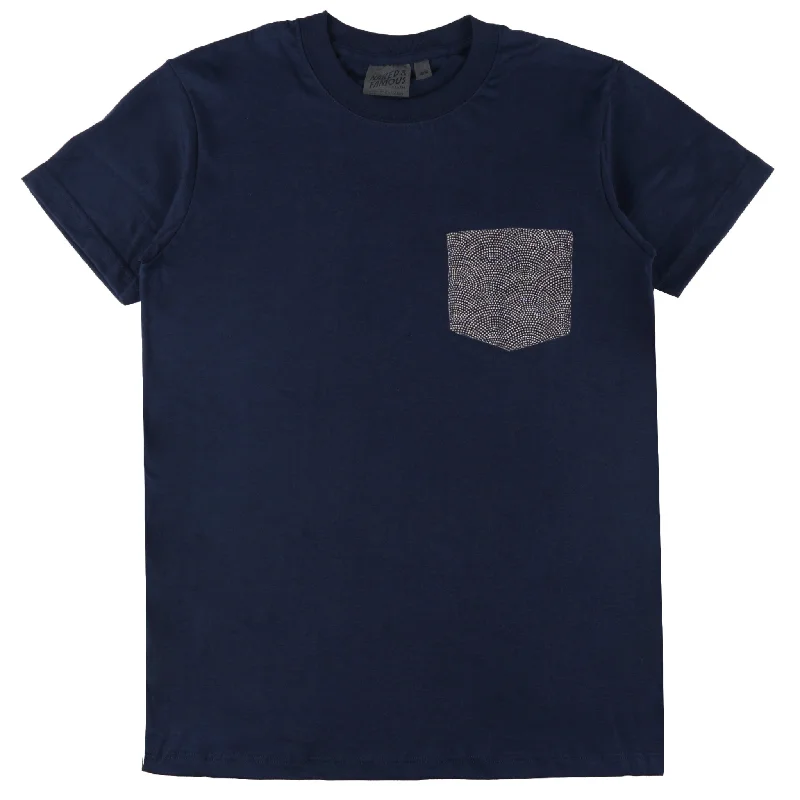 double pocket t-shirts -Pocket Tee - Navy + Kimono Print - Scales