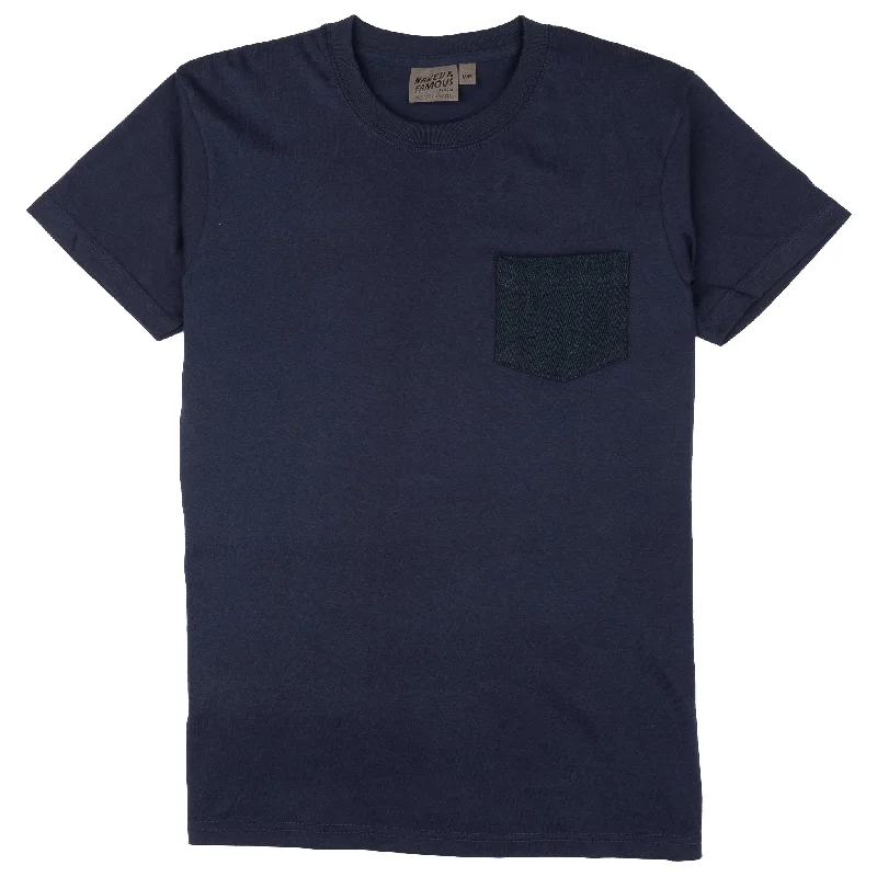 clean logo t-shirts -Pocket Tee   -   Navy   -   Yagasuri   Denim