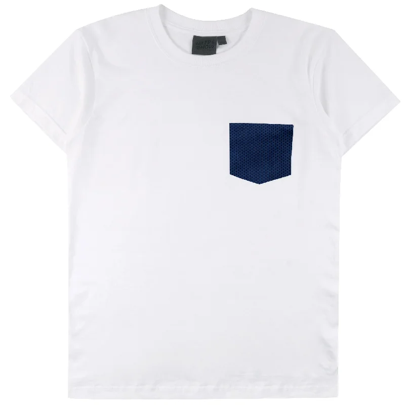 curvy size t-shirts -Pocket Tee - White - Sashiko Double Gauze