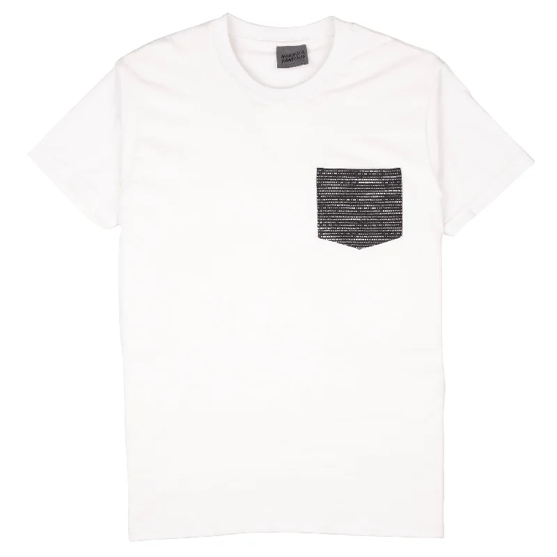 apricot summer t-shirts -Pocket Tee - White - Slub Sashiko Denim