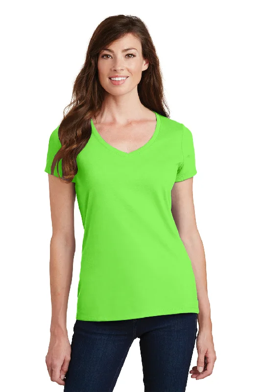 baby comfy t-shirts -Port & Company Womens Fan Favorite Short Sleeve V-Neck T-Shirt - Flash Green - Closeout