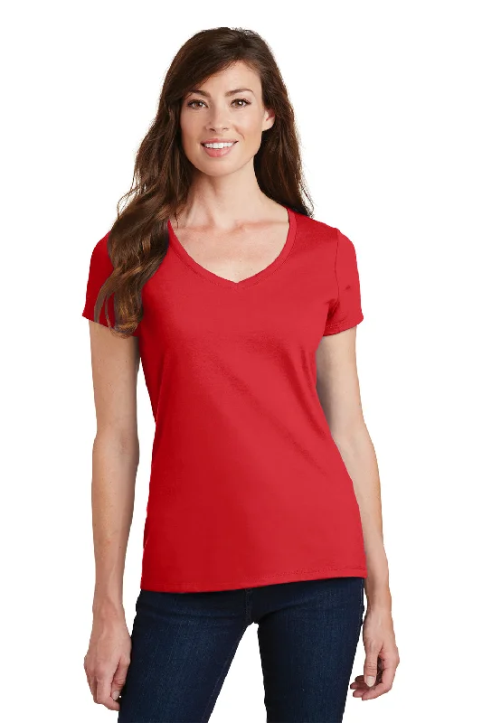 maternity soft t-shirts -Port & Company Womens Fan Favorite Short Sleeve V-Neck T-Shirt - Bright Red