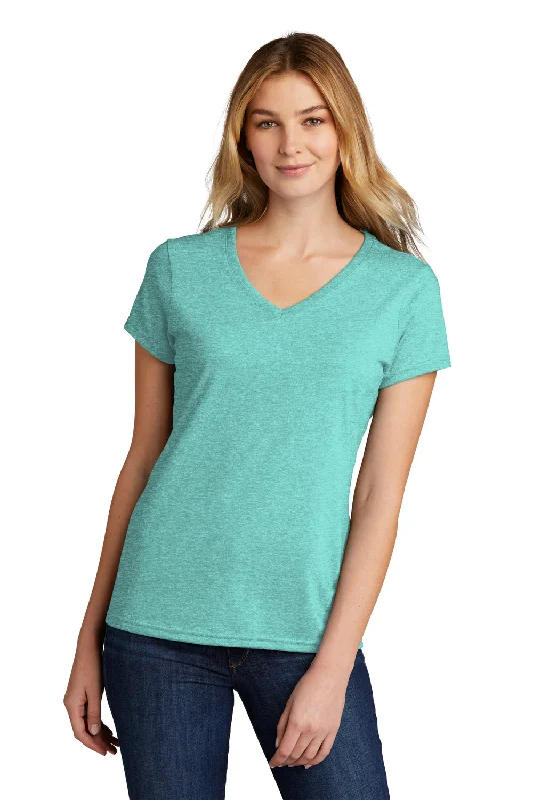 team uniform t-shirts -Port & Company Womens Short Sleeve V-Neck T-Shirt - Heather Vivid Teal Green