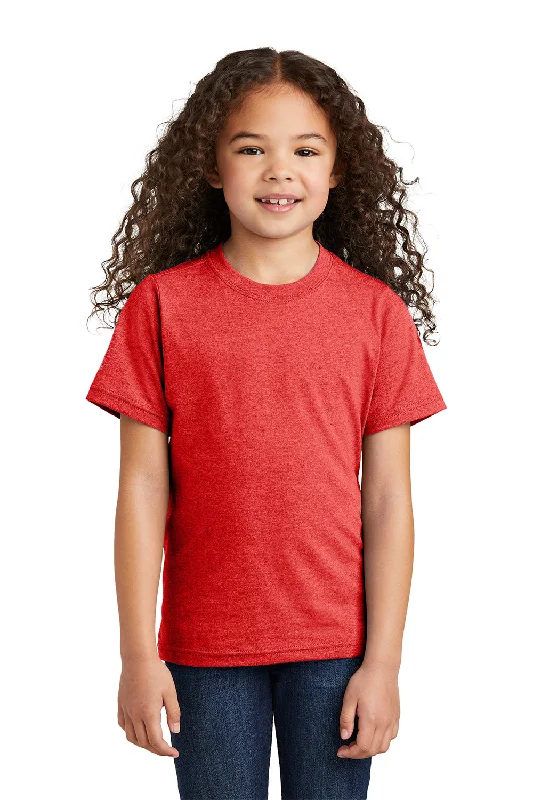 gathered sleeve t-shirts -Port & Company Youth Short Sleeve Crewneck T-Shirt - Heather Bright Red