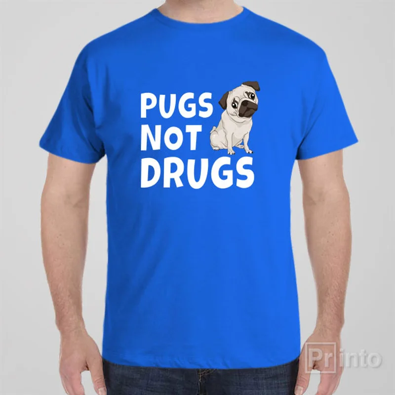 pewter print t-shirts -Pugs, not drugs - T-shirt