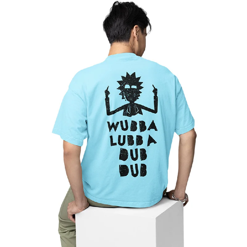 notched neck t-shirts -Rick and Morty Oversized T shirt - Wubba Lubba Dub Dub