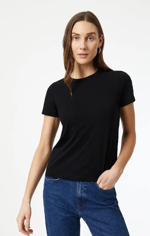 chevron stripe t-shirts -SLIM CREW NECK T-SHIRT IN BLACK