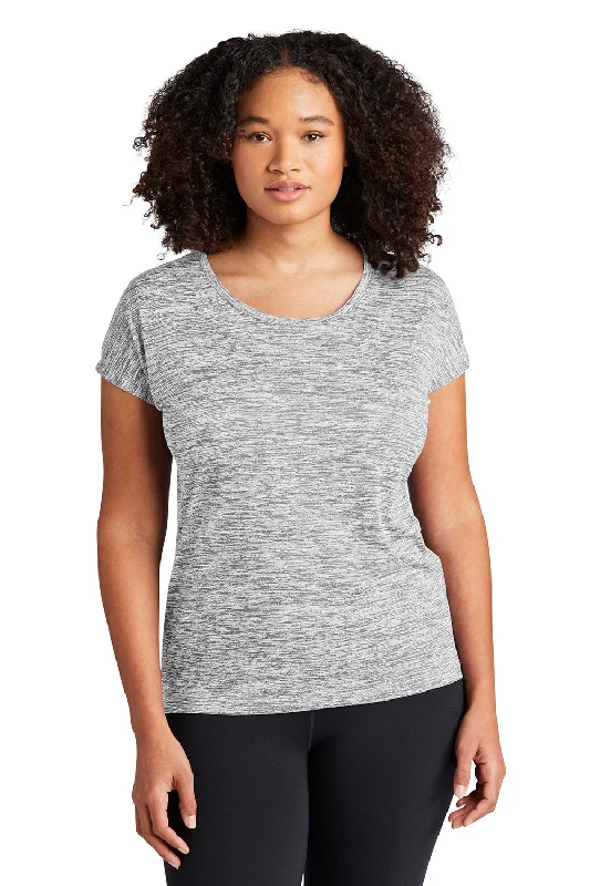 slim comfy t-shirts -Sport-Tek Womens Electric Heather Moisture Wicking Short Sleeve Crewneck T-Shirt - Silver Grey