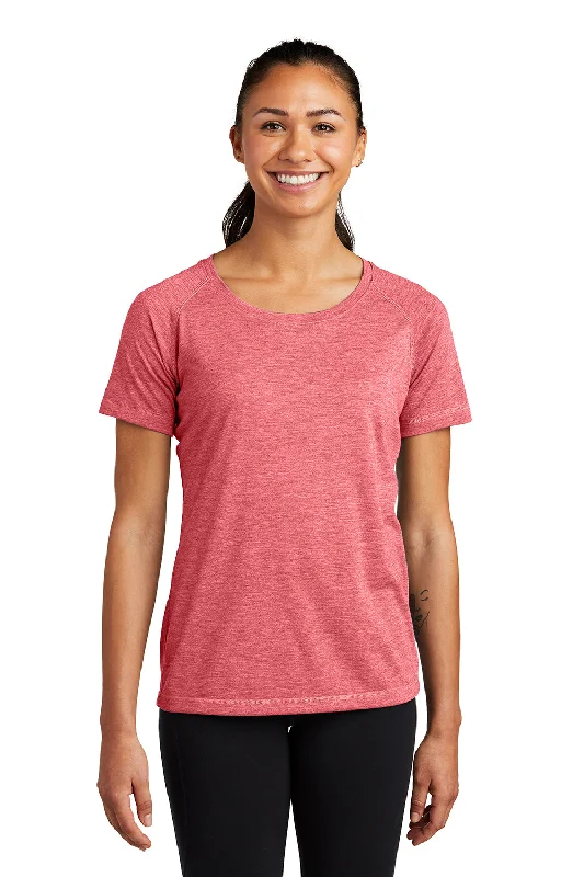 baby printed t-shirts -Sport-Tek Womens Moisture Wicking Short Sleeve Scoop Neck T-Shirt - Heather True Red