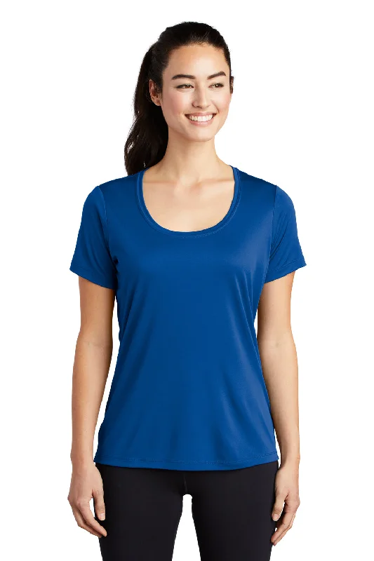 tunic graphic t-shirts -Sport-Tek Womens Moisture Wicking Short Sleeve Scoop Neck T-Shirt - True Royal Blue