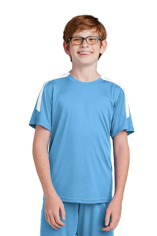 wave hem t-shirts -Sport-Tek Youth Moisture Wicking Competitor United Short Sleeve Crewneck T-Shirt - Carolina Blue/White - COMING SOON