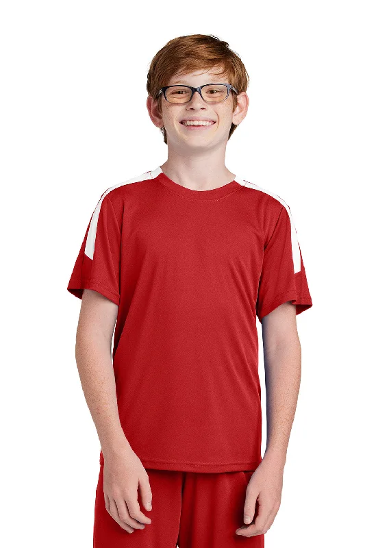 tangerine t-shirts -Sport-Tek Youth Moisture Wicking Competitor United Short Sleeve Crewneck T-Shirt - Deep Red/White - COMING SOON