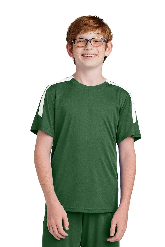 crisp fit t-shirts -Sport-Tek Youth Moisture Wicking Competitor United Short Sleeve Crewneck T-Shirt - Forest Green/White - COMING SOON