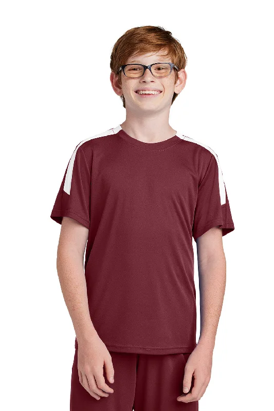 fluid fit t-shirts -Sport-Tek Youth Moisture Wicking Competitor United Short Sleeve Crewneck T-Shirt - Maroon/White - COMING SOON