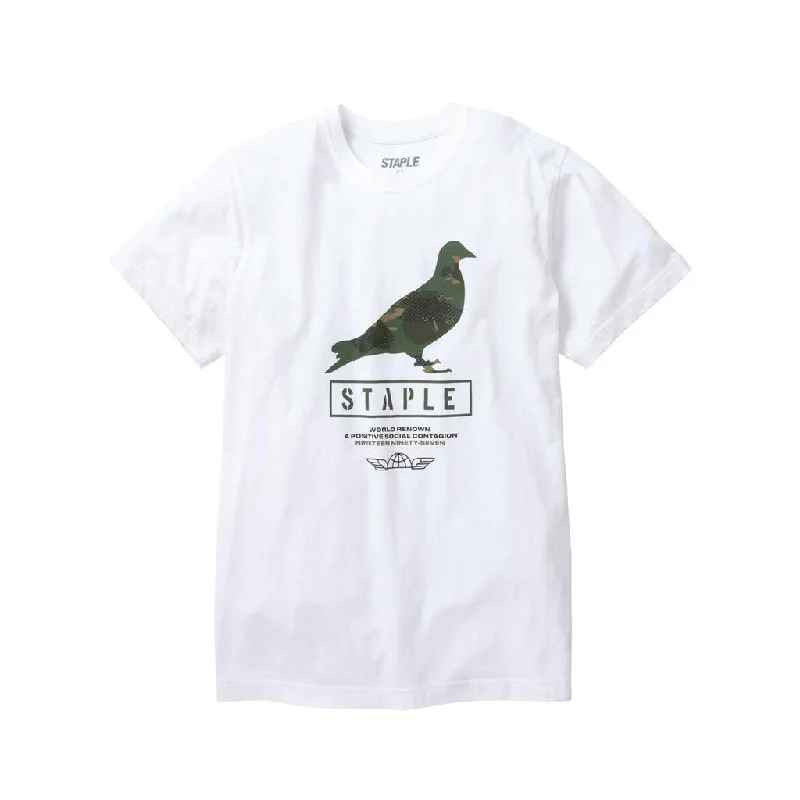 maternity comfy t-shirts -Staple Pigeon Wire Camo Pigeon T-Shirt White