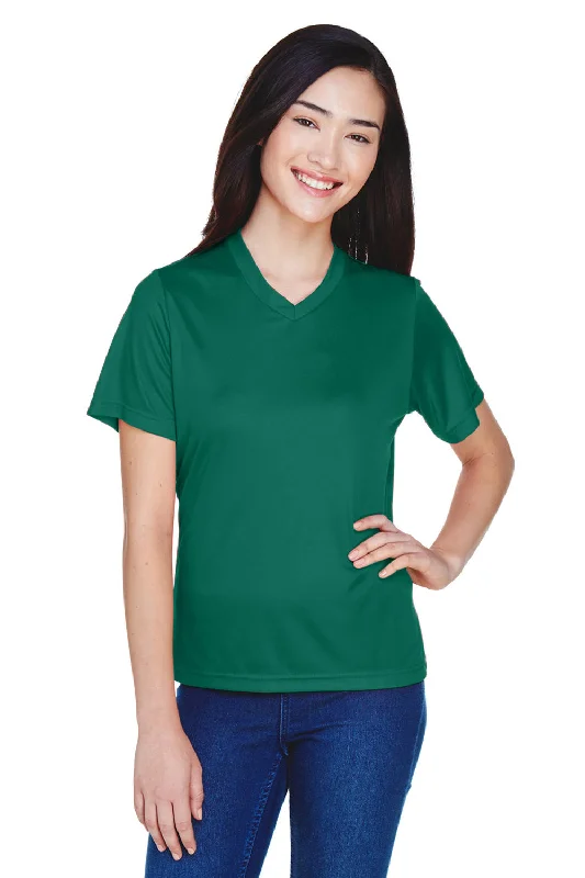 flare fit t-shirts -Team 365 Womens Zone Performance Moisture Wicking Short Sleeve V-Neck T-Shirt - Forest Green