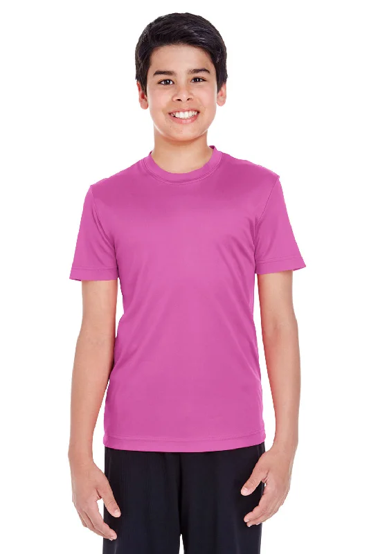 teen printed t-shirts -Team 365 Youth Zone Performance Moisture Wicking Short Sleeve Crewneck T-Shirt - Charity Pink