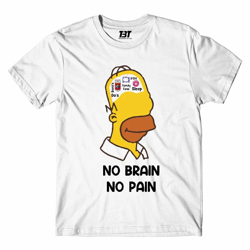 casual drape t-shirts -The Simpsons T shirt - No Brain No Pain