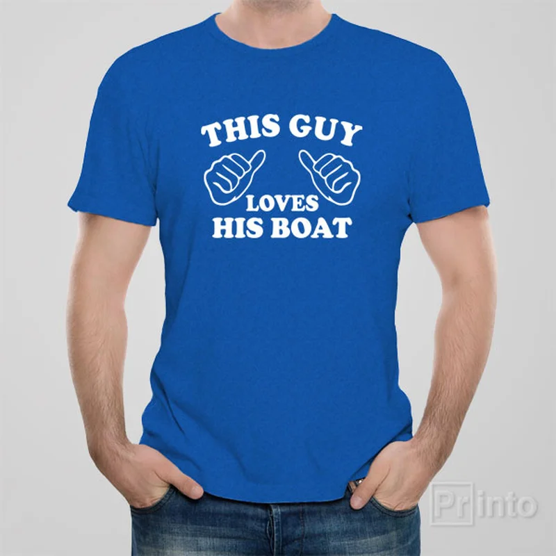 lilac soft t-shirts -This guy loves boat - T-shirt