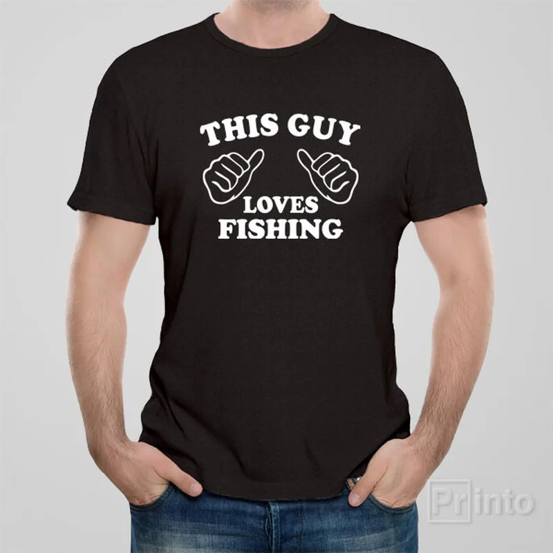 infant printed t-shirts -This guy loves fishing T-shirt