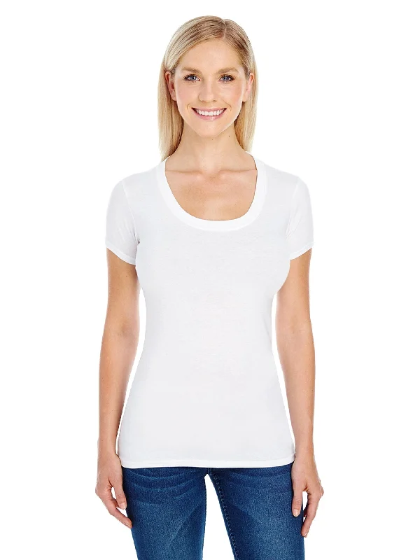 vivid logo t-shirts -Threadfast Apparel Ladies Spandex Short Sleeve Scoop Neck Tee