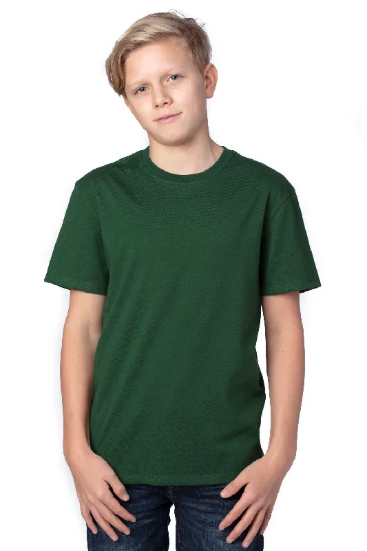 crew graphic t-shirts -Threadfast Apparel Youth Ultimate Short Sleeve Crewneck T-Shirt - Forest Green