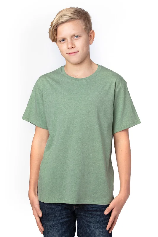 steel print t-shirts -Threadfast Apparel Youth Ultimate Short Sleeve Crewneck T-Shirt - Heather Army Green