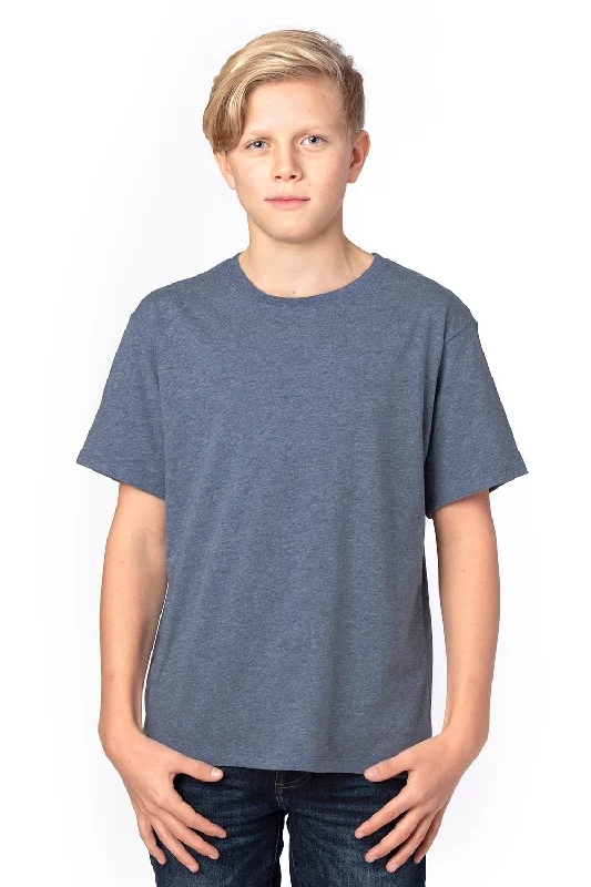 desert camo t-shirts -Threadfast Apparel Youth Ultimate Short Sleeve Crewneck T-Shirt - Heather Navy Blue