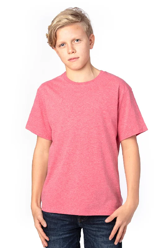 tonal soft t-shirts -Threadfast Apparel Youth Ultimate Short Sleeve Crewneck T-Shirt - Heather Red