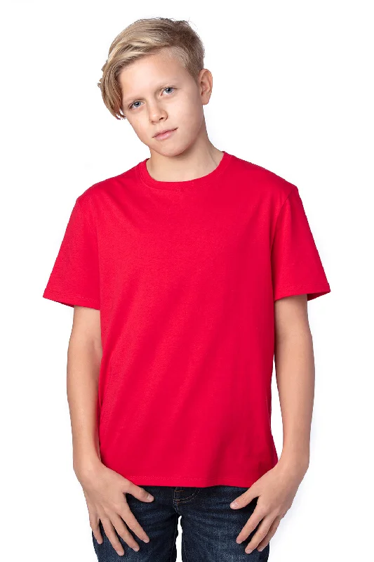 ecru basic t-shirts -Threadfast Apparel Youth Ultimate Short Sleeve Crewneck T-Shirt - Red