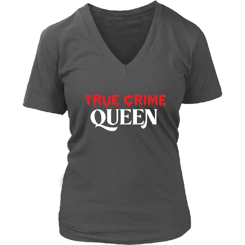 loose flow t-shirts -TRUE CRIME QUEEN Women's V-Neck T-Shirt