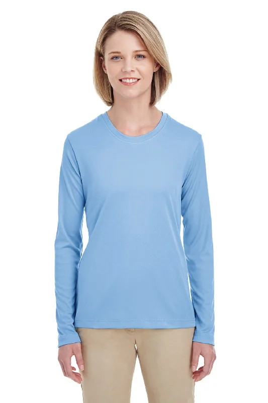 fern green t-shirts -UltraClub Womens Cool & Dry Performance Moisture Wicking Long Sleeve Crewneck T-Shirt - Columbia Blue