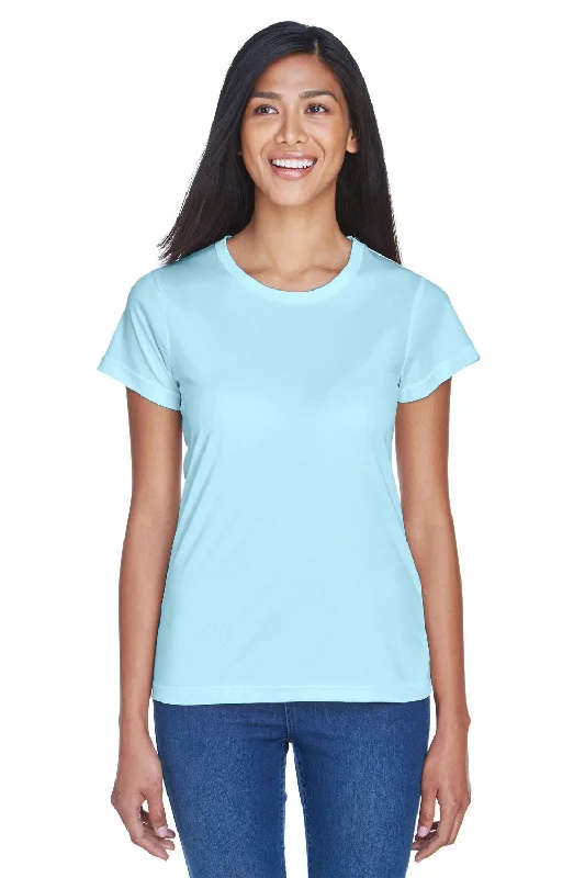 tailored cut t-shirts -UltraClub Womens Cool & Dry Performance Moisture Wicking Short Sleeve Crewneck T-Shirt - Ice Blue