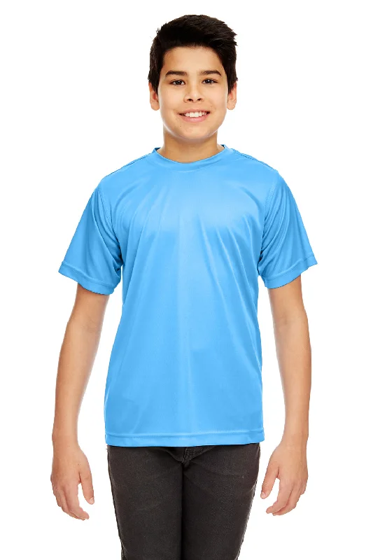 teen fashion t-shirts -UltraClub Youth Cool & Dry Performance Moisture Wicking Short Sleeve Crewneck T-Shirt - Columbia Blue